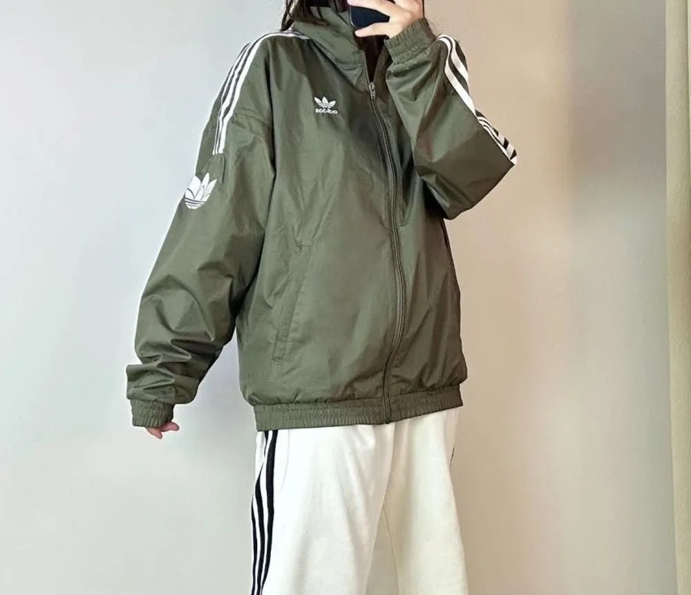 아디다스 오리지널 트레포일 바람막이 집업 자켓 올리브 그린 JI7534