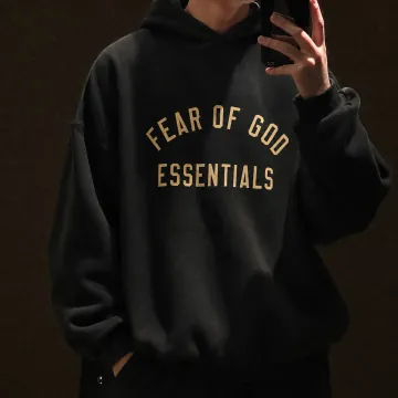 피어오브갓 남성 에센셜 플리스 후디 후드 티셔츠 블랙