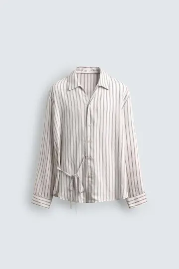 자라 Zara 스트라이프 리본 루즈핏 셔츠 7446/858/250