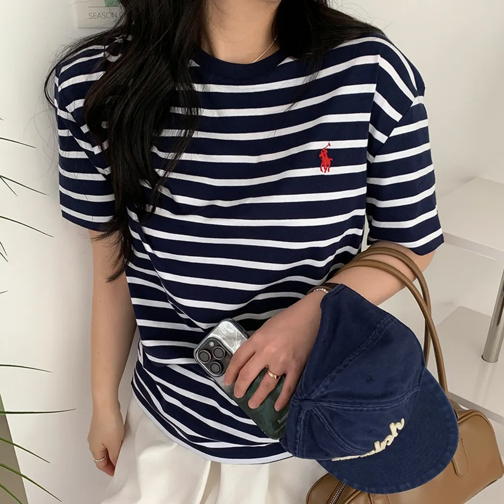 [얼리썸머SALE][폴로 BEST]폴로 랄프로렌 라운드넥 스트라이프 반팔 티셔츠 남녀공용 [세컨찬스 시즌OFF특가]