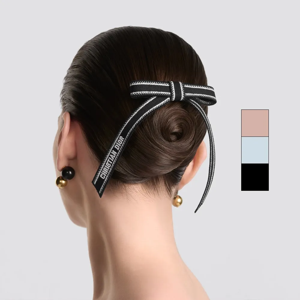 디올 Christian Dior 자수 트위스트 보우 리본 헤어핀 머리핀 45DTE952X130