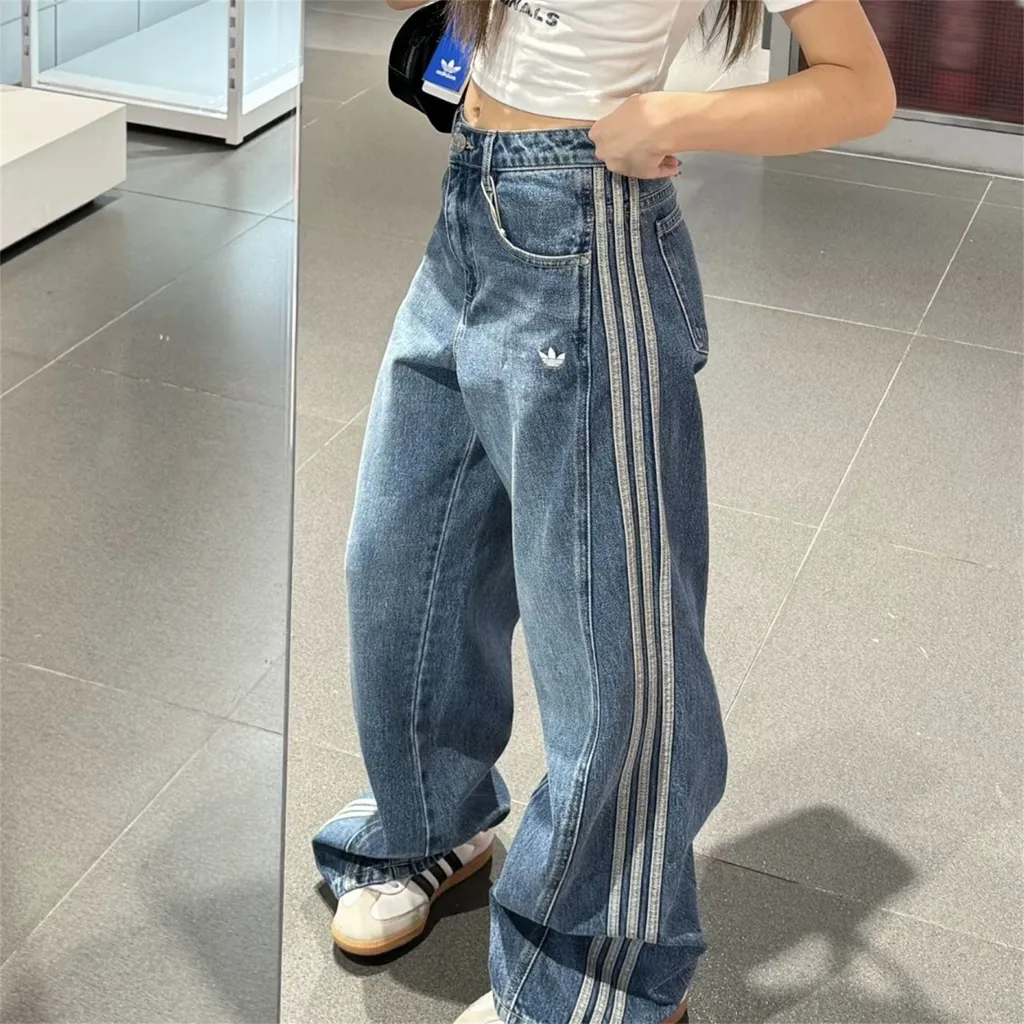 아디다스 adidas 루즈 데님 여성 와이드팬츠 블루 JN0726