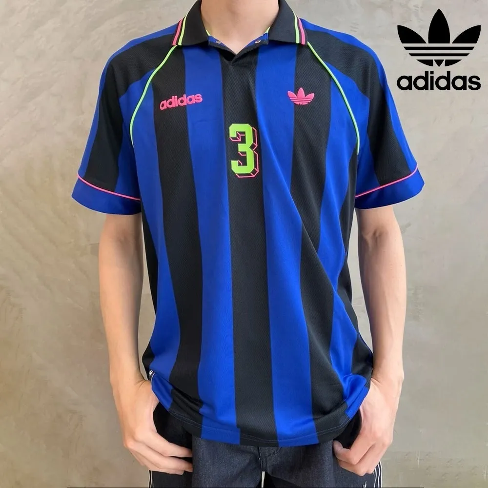 아디다스 오리지널 자카드 스트라이프 저지 피케 반팔 티셔츠 세미 루시드 블루 KD2307