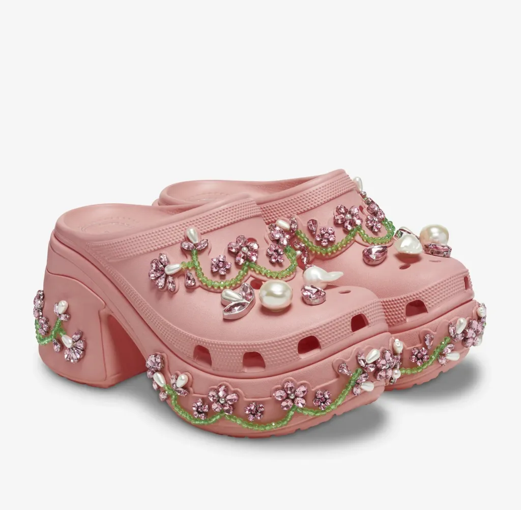 크록스 시몬로샤 사이렌 크로그 파우더 핑크 CROCS Women's Simone Rocha Siren Clog Powder ...