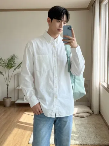 유니클로 JW앤더슨 남녀공용 옥스포드 오버 사이즈 셔츠 4컬러 484244