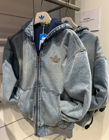 아디다스 데님 패디드 자켓 인디고 데님 청자켓 후드집업 KE0131