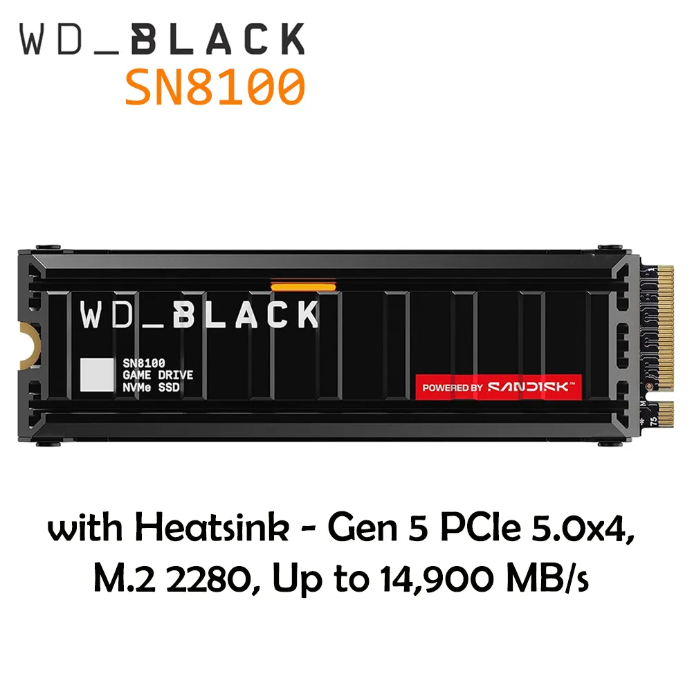 웨스턴디지털 [해외] 웨스턴디지털 블랙 SN8100 1TB 방열판포함 NVMe SSD Gen5 PCIe 5.0x4 M.2 2280
