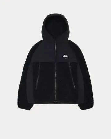 [관부가세 포함] 스투시 쉐르파 패널드 후드 자켓 블랙 118530