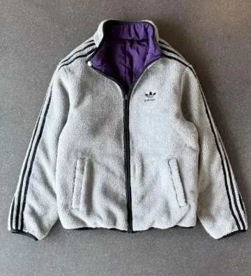 아디다스 양털 셰르파 리버시블 양면 플리스 후리스 다운 패딩 자켓 퍼플 그레이 KS6072