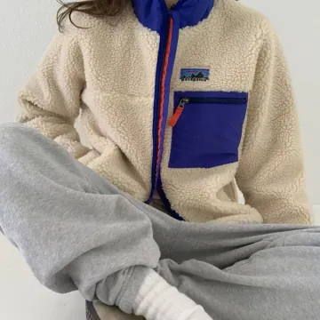 파타고니아 여성 키즈 레트로 X 내추럴 베이지 풀집업 쉐르파 후리스 자켓
