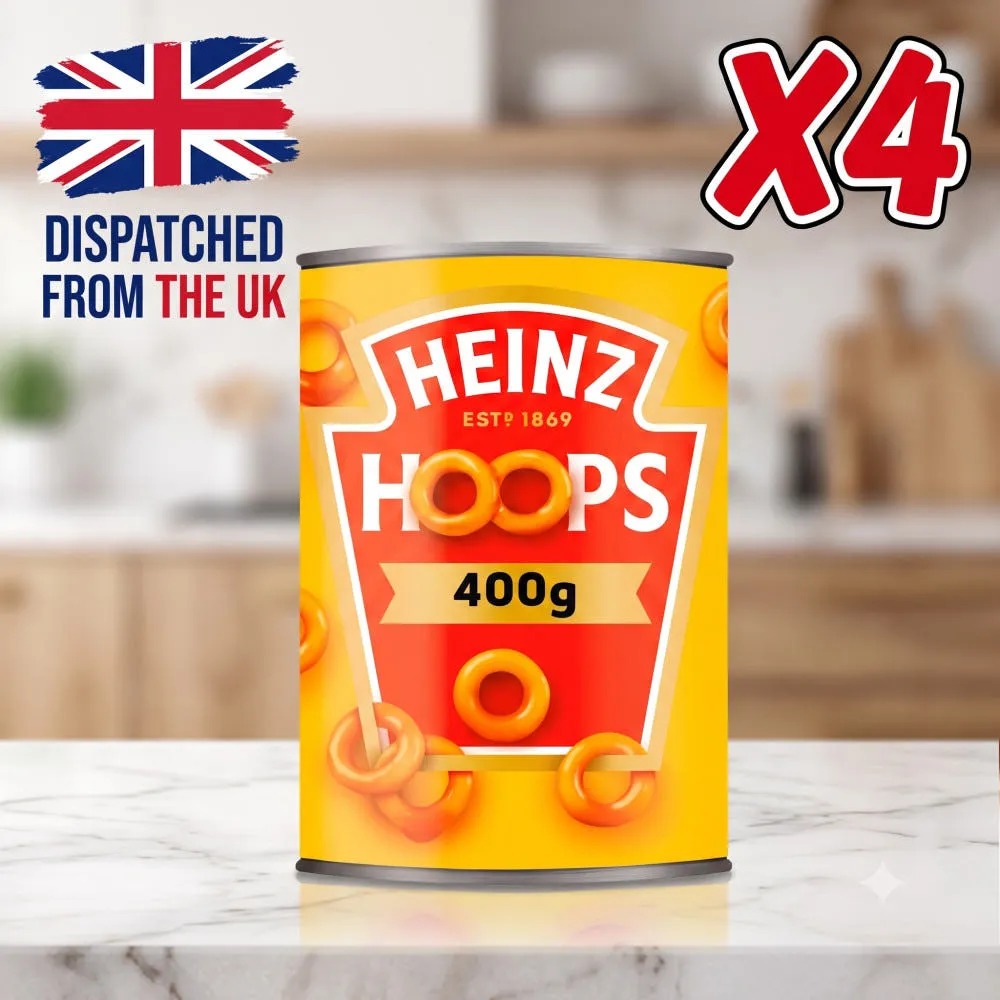 [해외] 400g 4pack 하인즈 스파게티 후프스 인 토마토소스 동그란 파스타 통조림 대용량 Heinz Hoops