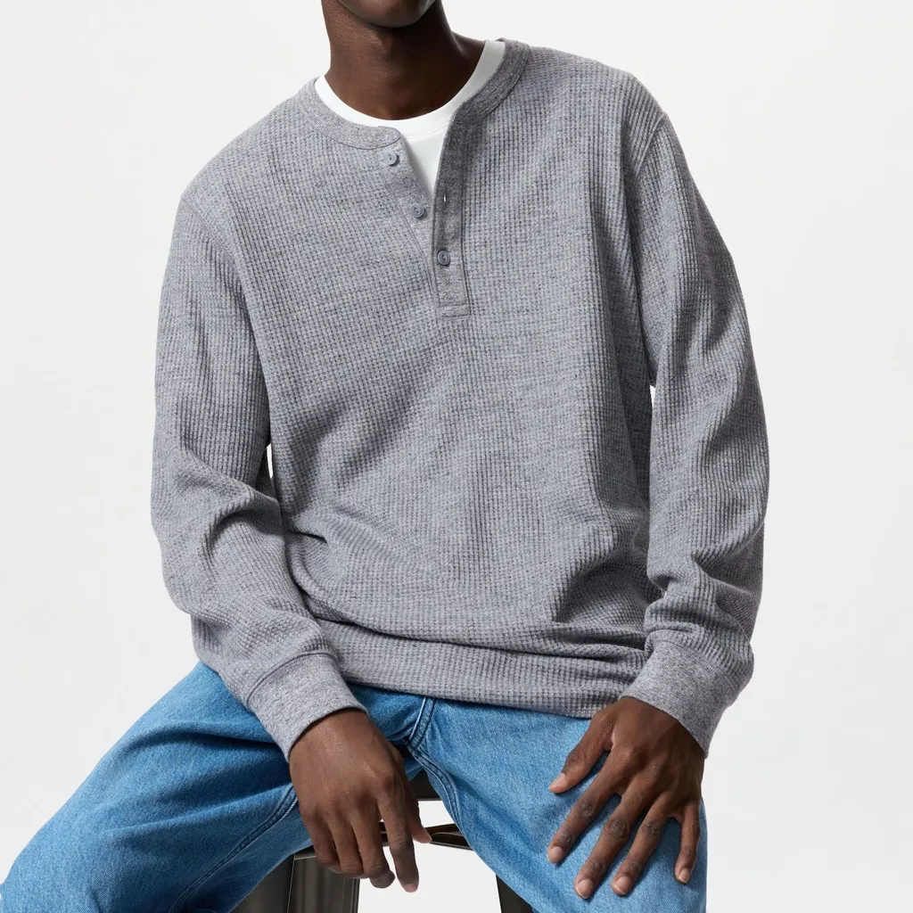 유니클로 와플 헨리넥 긴팔 티셔츠 8컬러 남녀공용 Uniqlo 475353 | 크로켓