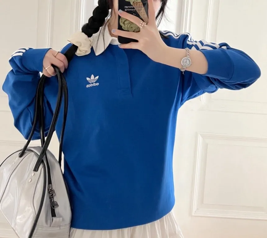 아디다스 아디컬러 롱슬리브 럭비 폴로 카라 긴팔 티셔츠 IZ2463