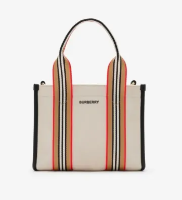 버버리 여성 아이콘 스트라이프 로고 미니 캔버스 토트 크로스백 NATURAL 81214931