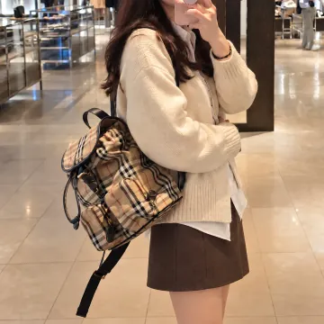 관부가세포함 - 버버리 로고 ENFIELD 체크 미니 백팩 아카이브베이지 81315671