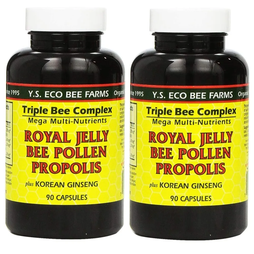[해외] YS Organic Farms 로얄젤리 폴렌 프로폴리스 90정 2팩 YS Eco Bee Farms Royal Jelly Bee Pollen P