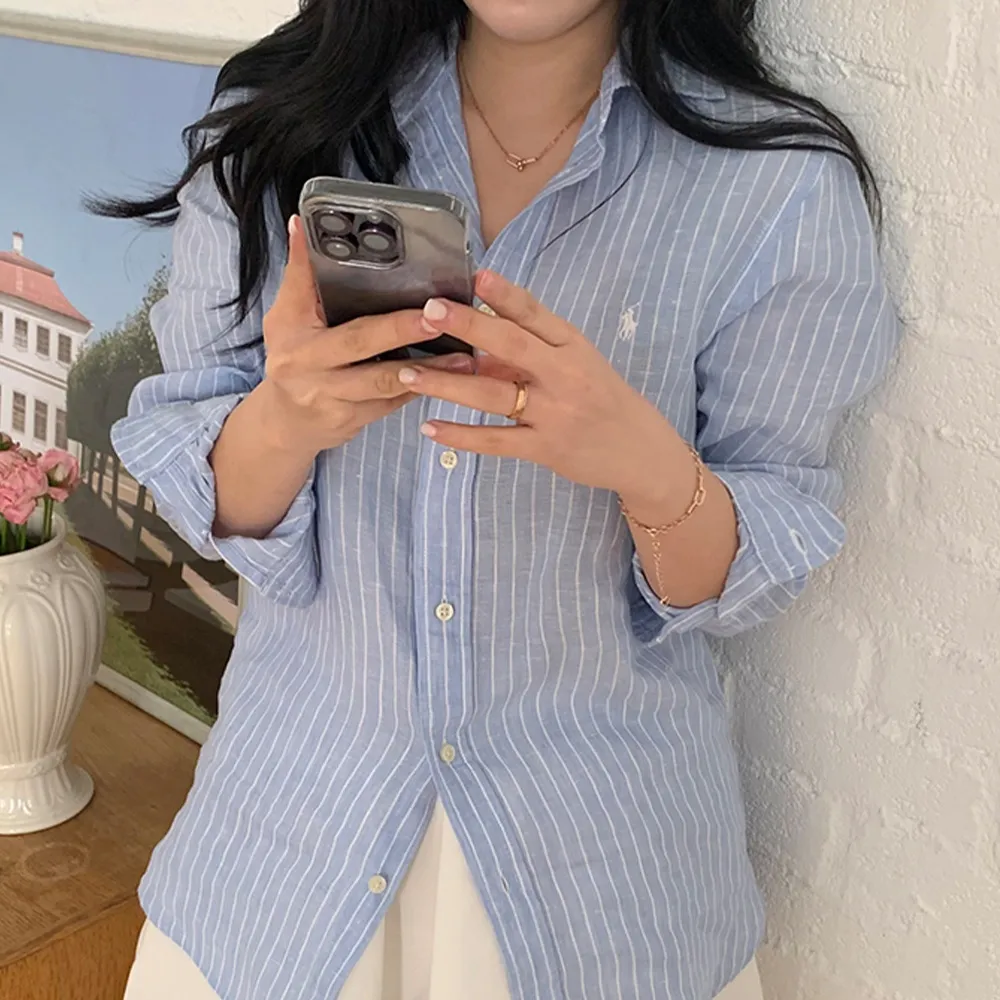 [신상오픈가[블루컬러소량재입고]]폴로 랄프로렌 보이즈 스트라이프 린넨 셔츠