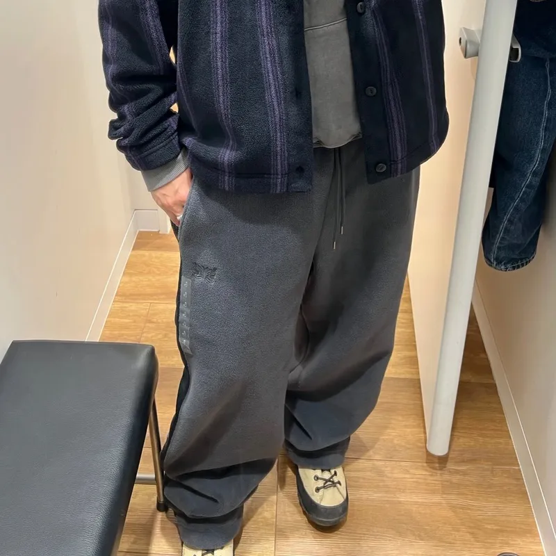 유니클로 x 니들스 Needles 남녀공용 플리스 와이드 팬츠 데일리 와이드핏 바지 483979