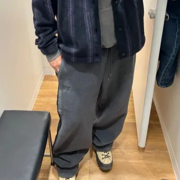 유니클로 x 니들스 Needles 남녀공용 플리스 와이드 팬츠 데일리 와이드핏 바지 483979