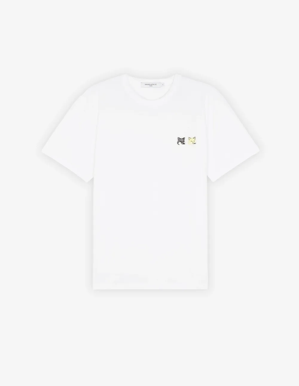 메종키츠네 더블 모노크롬 폭스 헤드 패치 남여공용 반팔 티셔츠 화이트 IU00122KJ0008