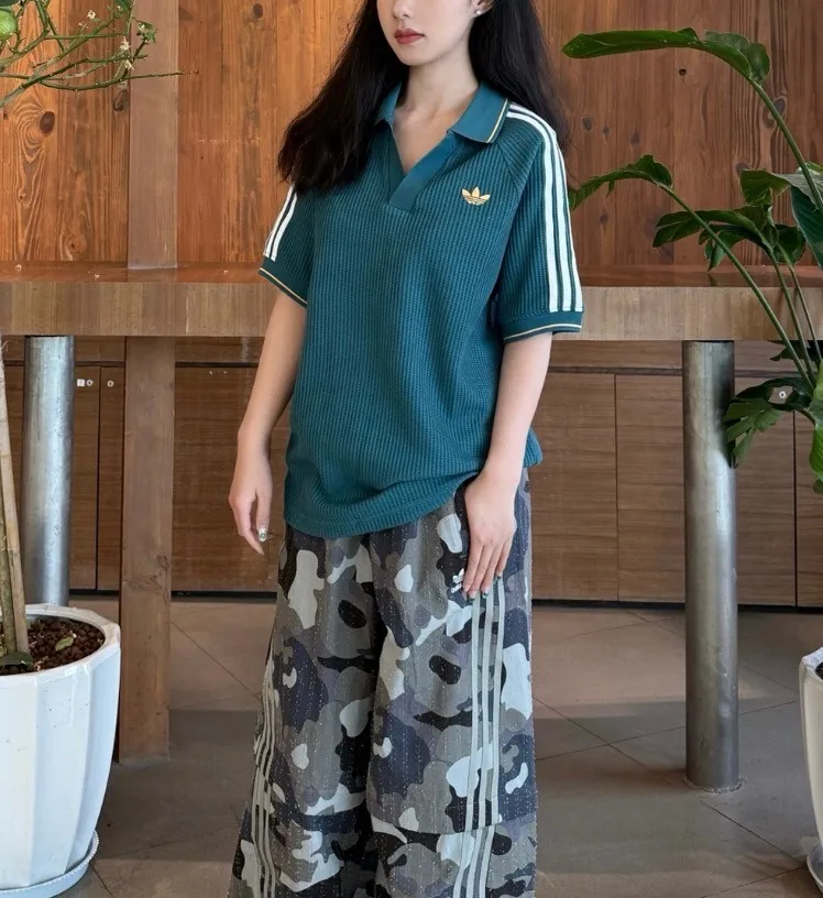 아디다스 오리지널스 와플 니트 반팔 폴로 셔츠 그린 KC0691