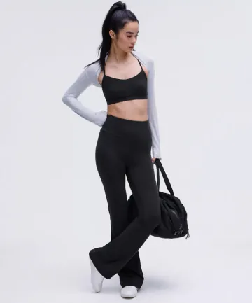 룰루레몬 여성 그루브 Nulu 슈퍼 하이라이즈 레깅스 플레어드 팬츠 - 블랙 33인치