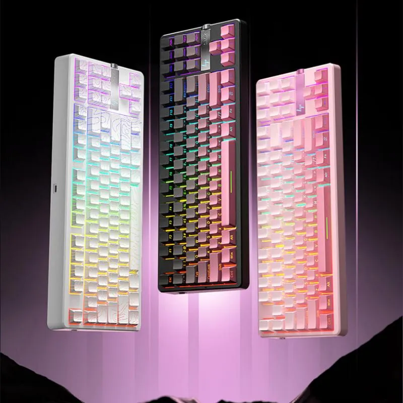 [해외] HP GT87 3모드 연결 기계식 게임 키보드 Gasket구조HIFI 타건음 87키배열 벽옥축