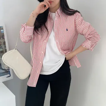 폴로 랄프로렌 여성셔츠 스트레치 포플린 스트라이프 셔츠 보이즈 323-862260