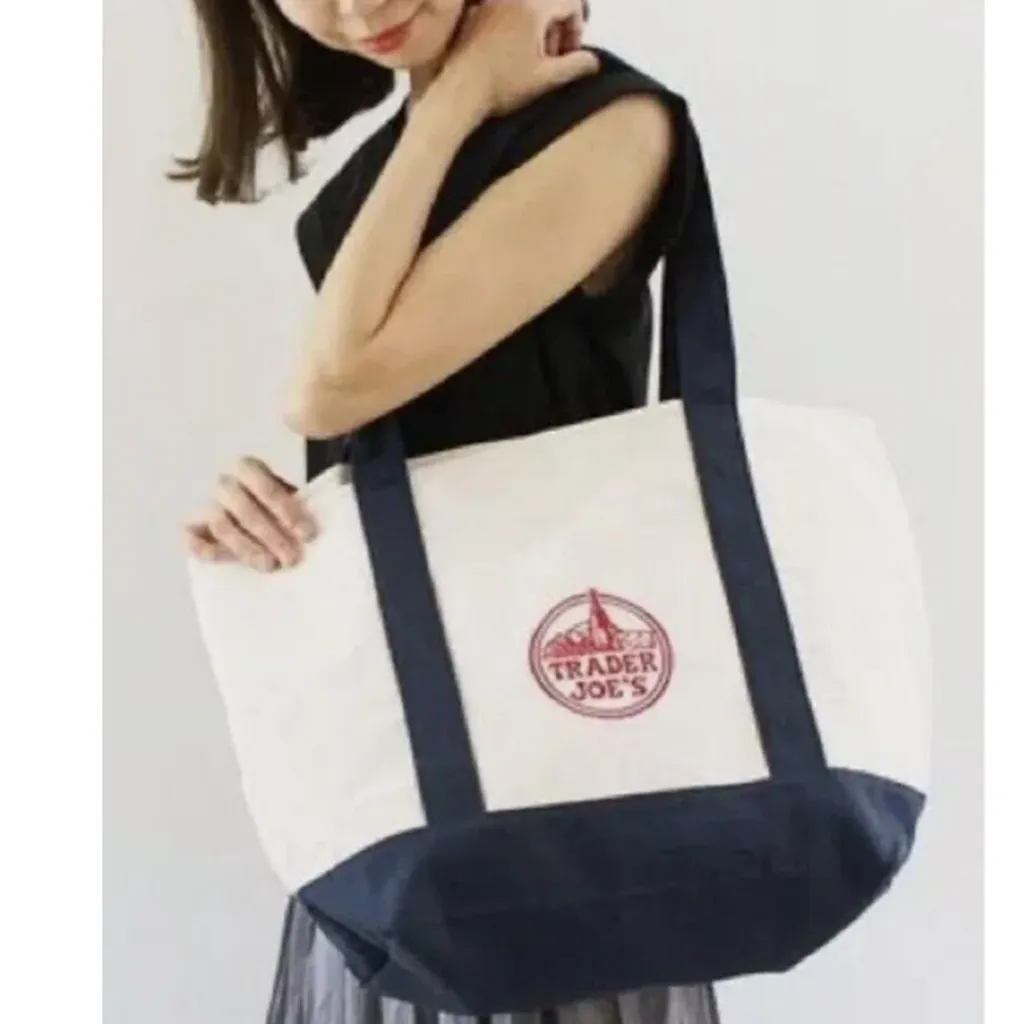 [무료배송] 트레이더 조 트레이더조 시그코튼 로고 캔버스  에코백 숄더 장바구니 가방 Trader Joe's Reusable Cotton Bag