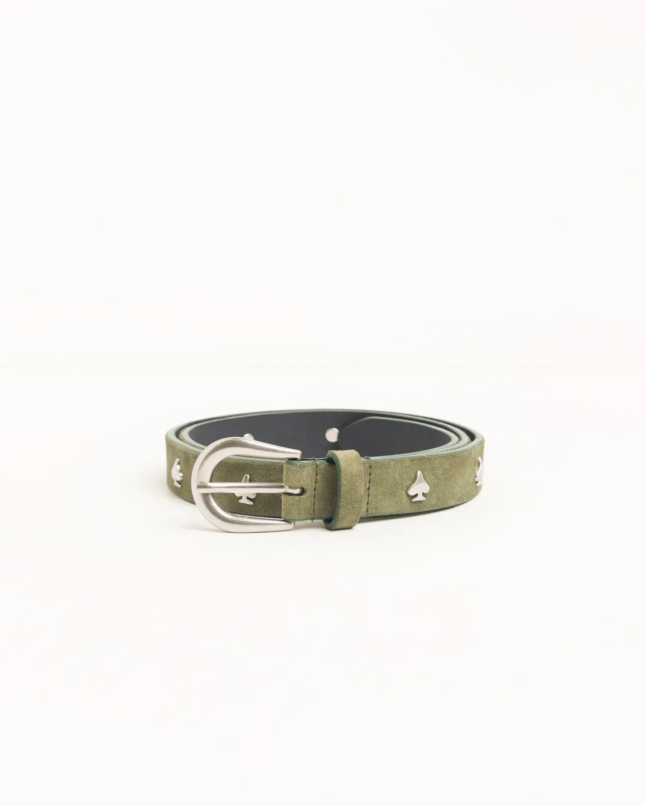 Stussy SPADE EMBLEM BELT OLIVE SUEDE