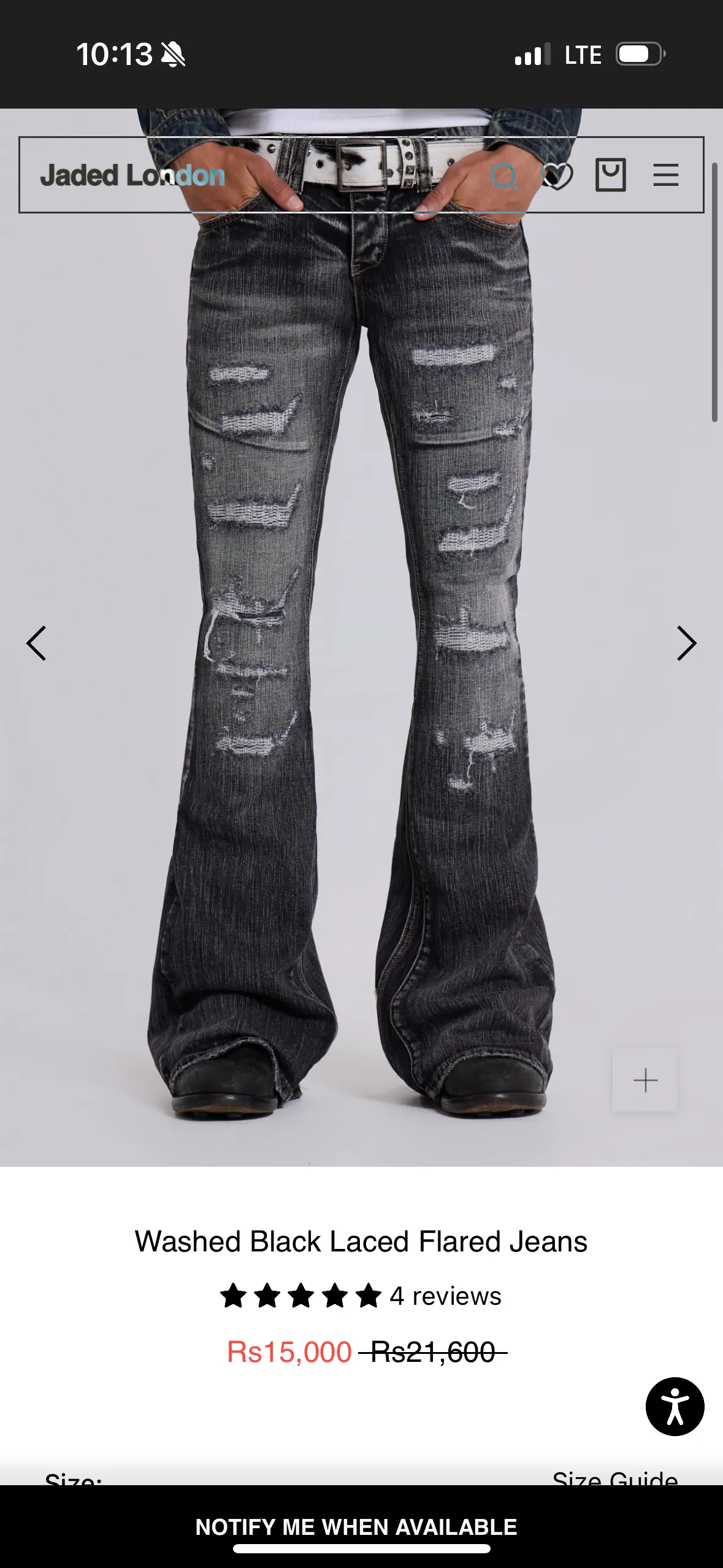 Jaded London - Washed Black Laced Flared Jeans