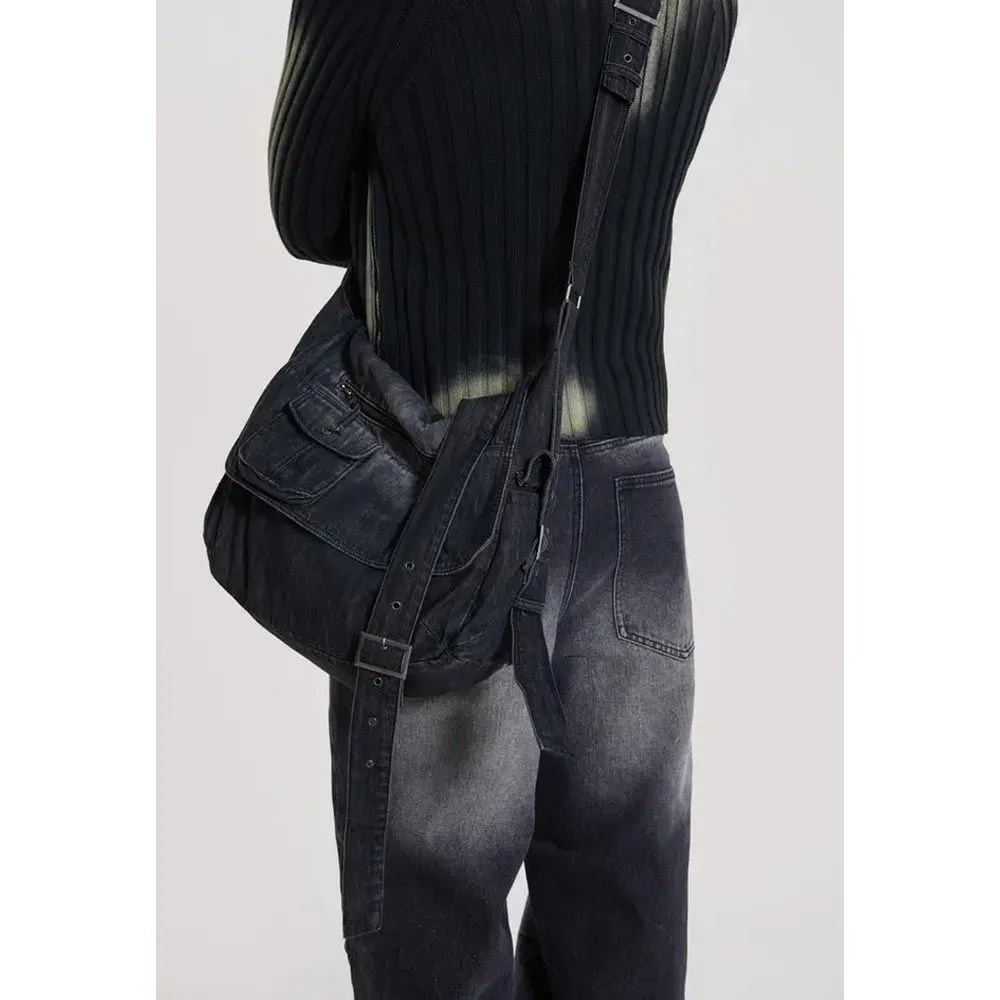 제이디드런던 스텔라 데님 메신저백 블랙