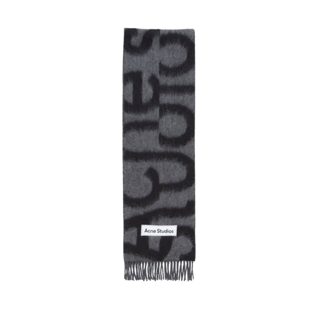 아크네 스튜디오 울 알파카 로고 블랙 그레이