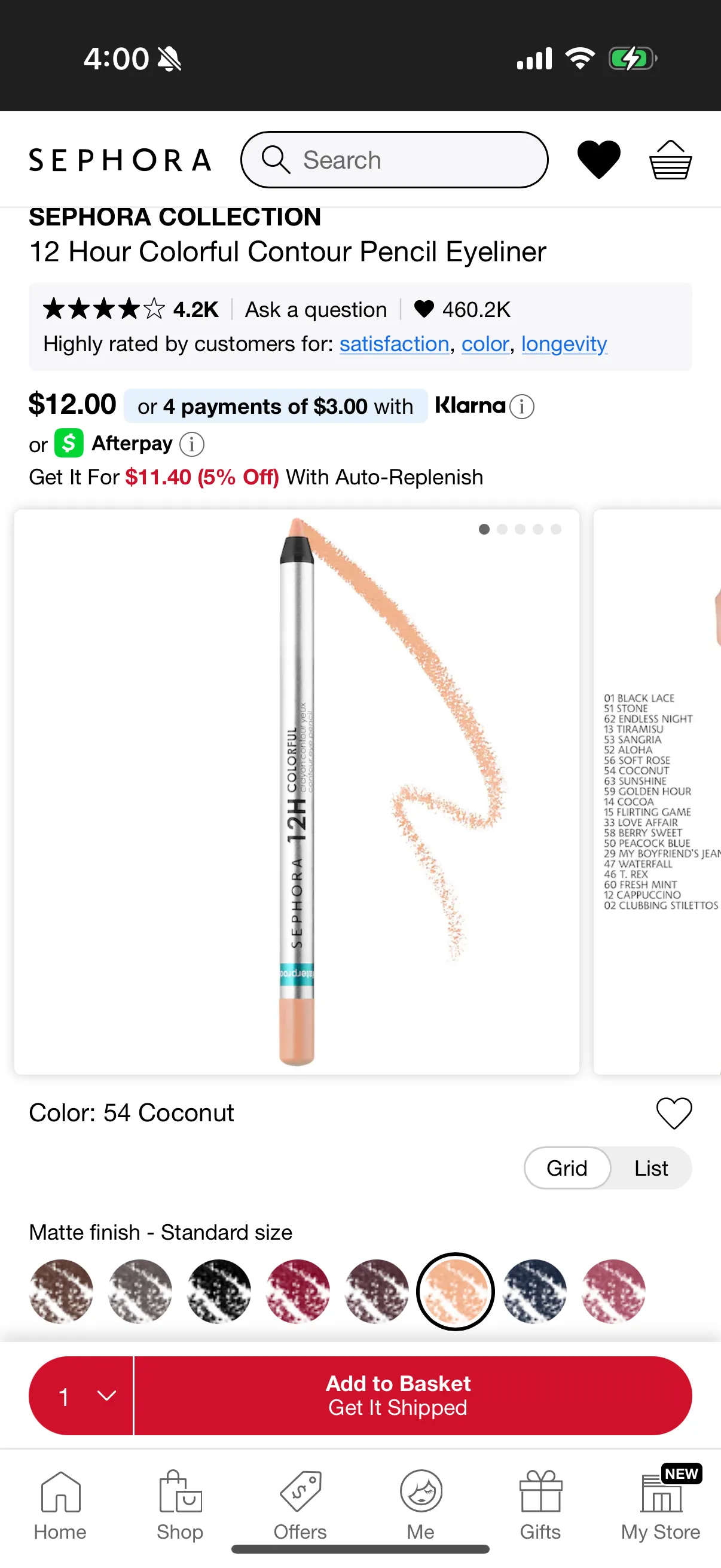 12 Hour Colorful Contour Pencil Eyeliner