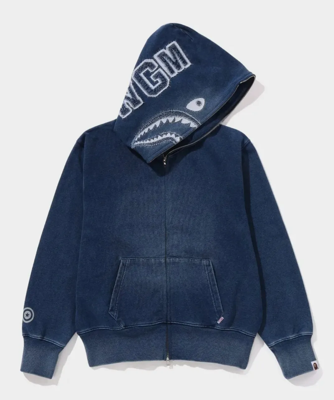 베이프 인디고 샤크 풀 집 후드 W INDIGO