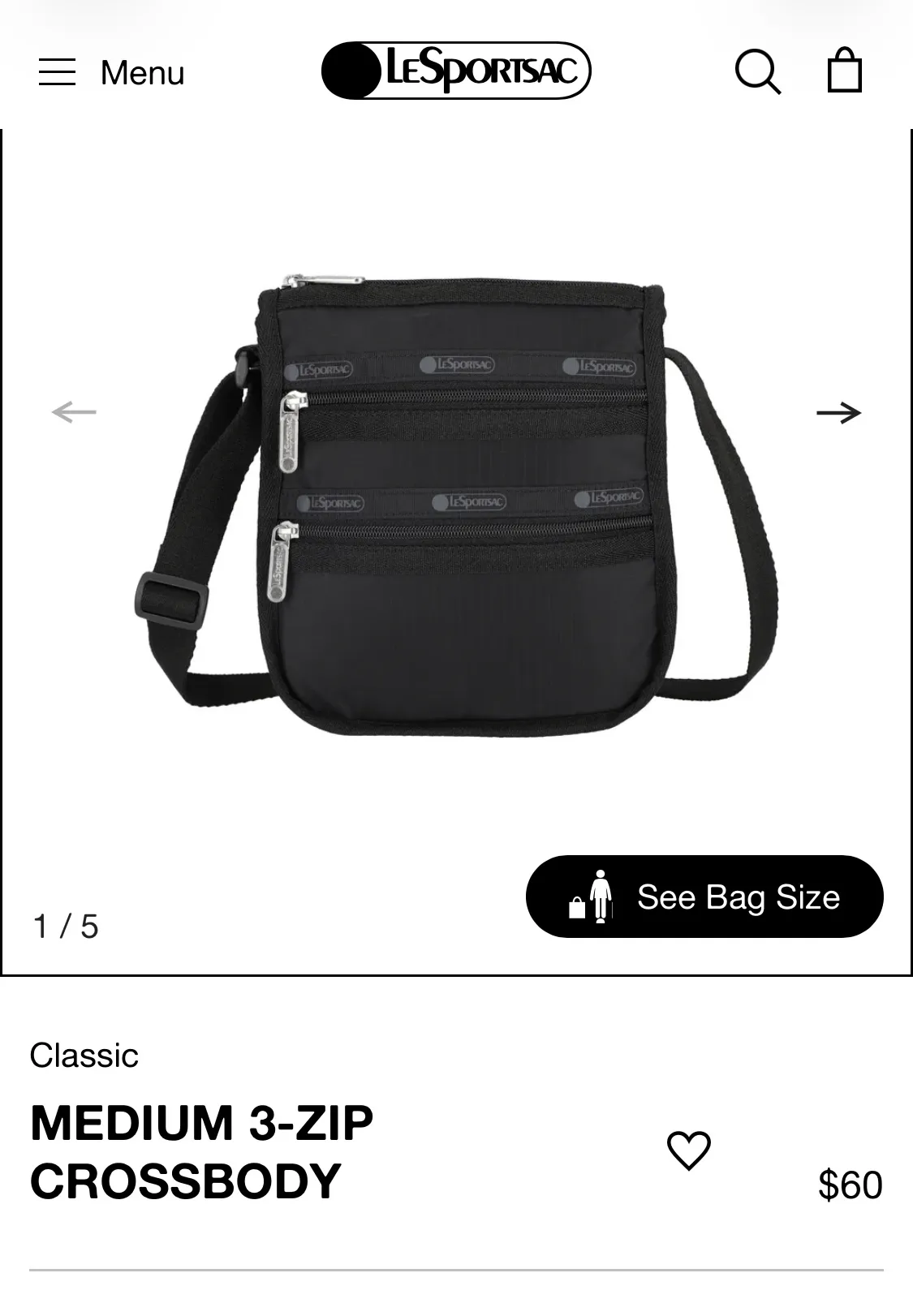 Lesportsac - MEDIUM 3-ZIP CROSSBODY