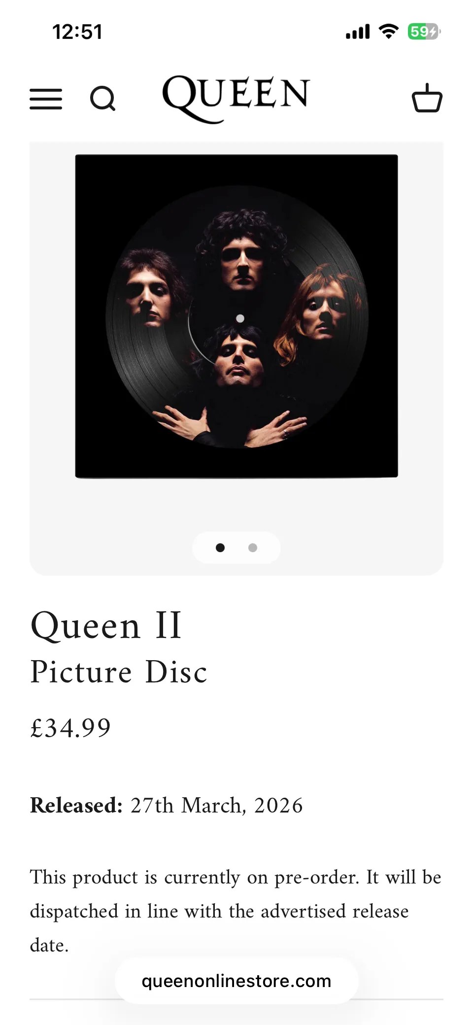 Queen II picture disc