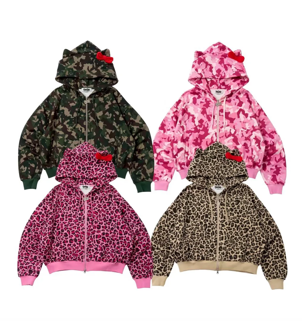 9090 girl 카모 레오파드 후드집업