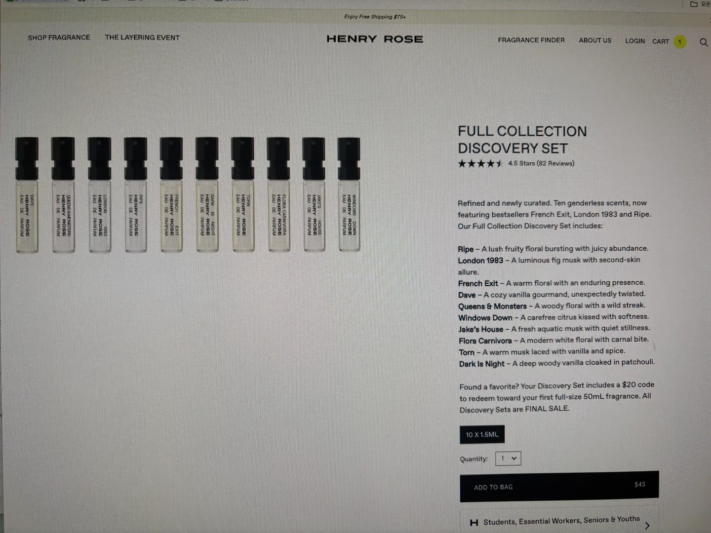 HENRY ROSE full collection discovery set 향수