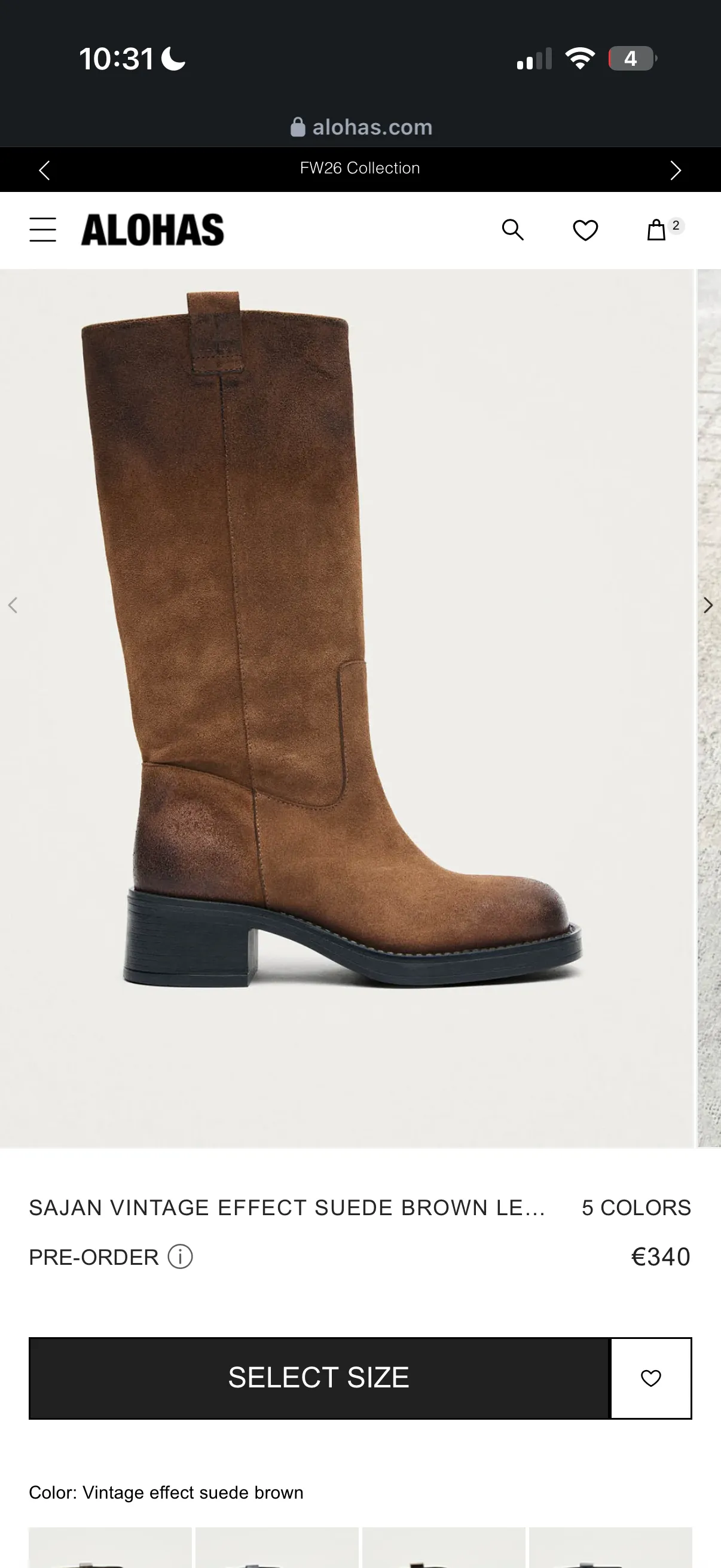 Alohas SAJAN VINTAGE EFFECT SUEDE BROWN LEATHER BO
