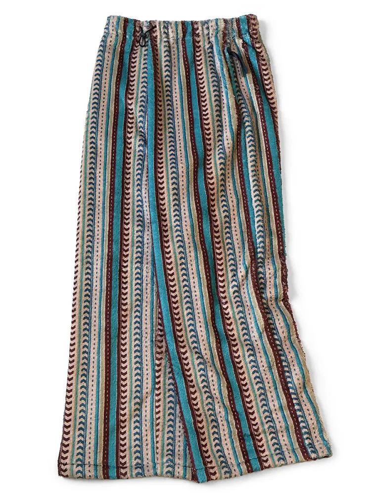 캐피탈 KAPITAL Columbia-stripe 무늬 후리스 이지 스트레이트 팬츠