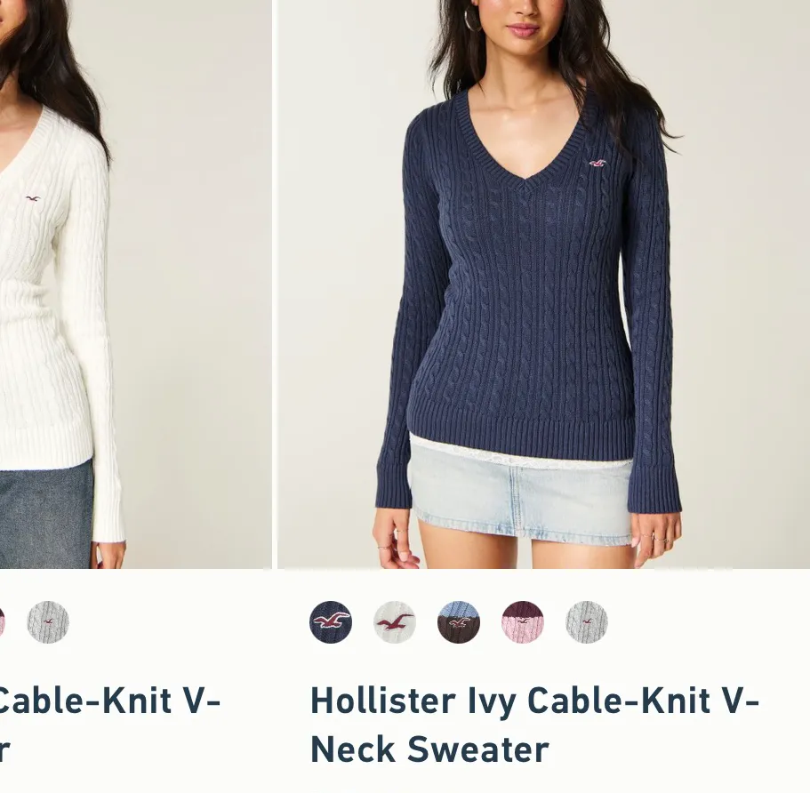 홀리스터 lace trim cami top  Ivy Cable-Knit V- Neck Sw