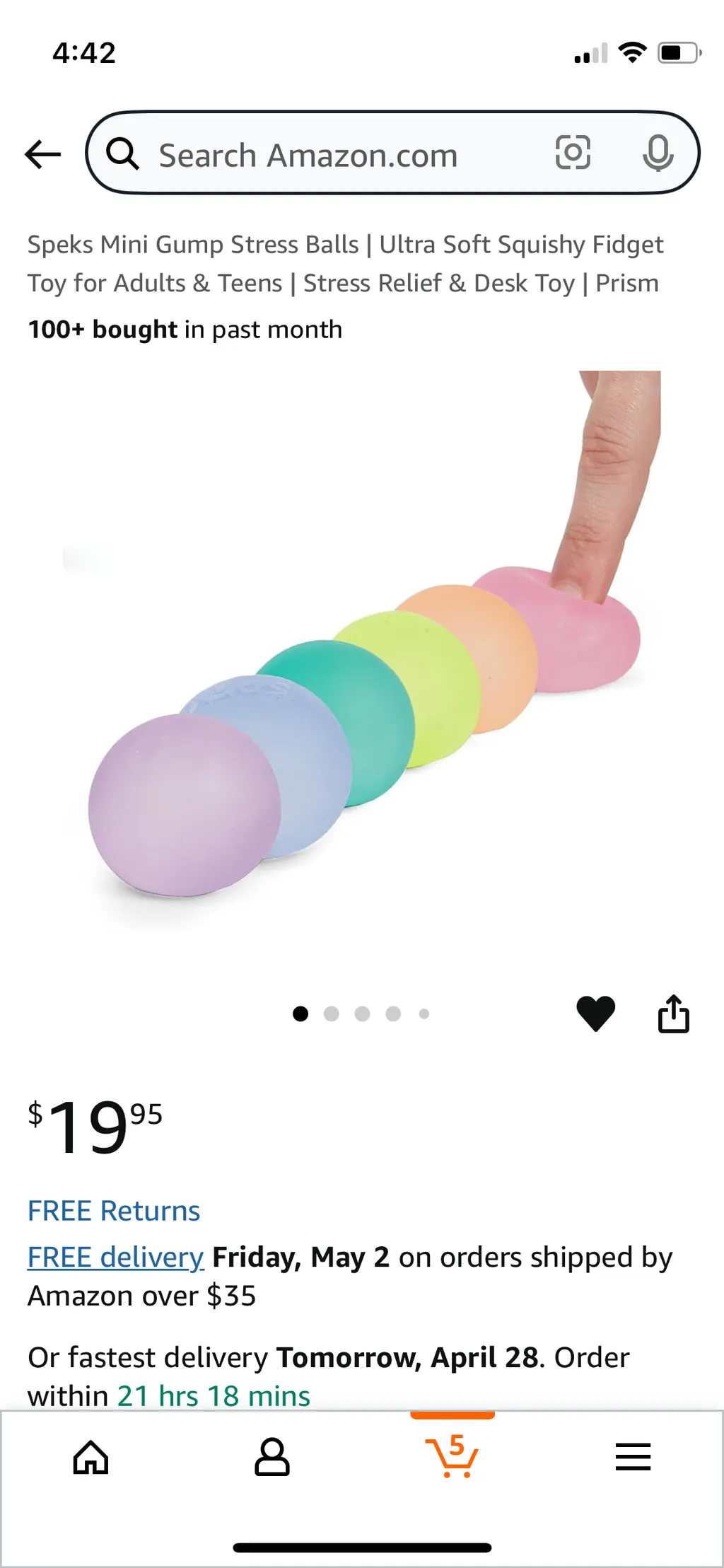 speks mini gump memory gel stress ball