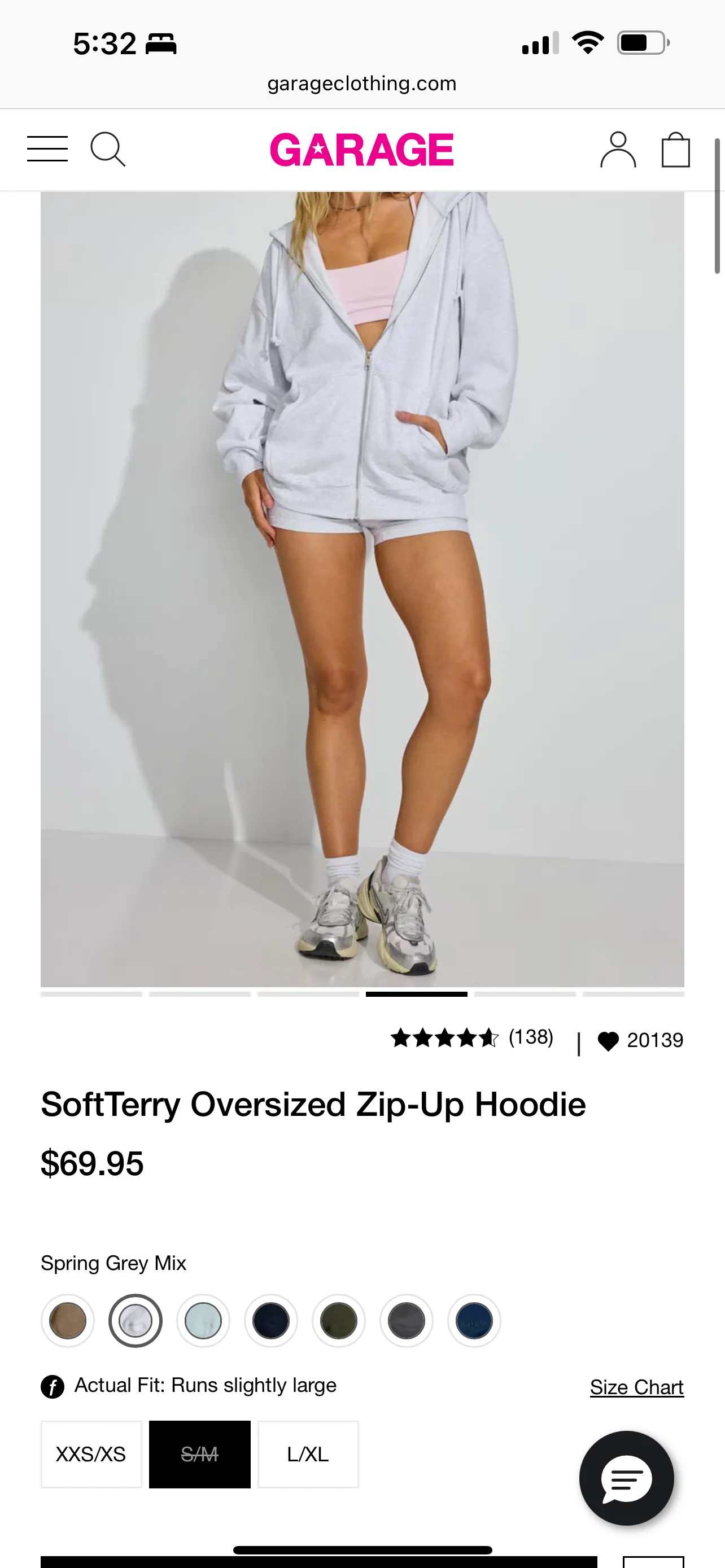 garage / SoftTerry Oversized Zip-Up Hoodie 