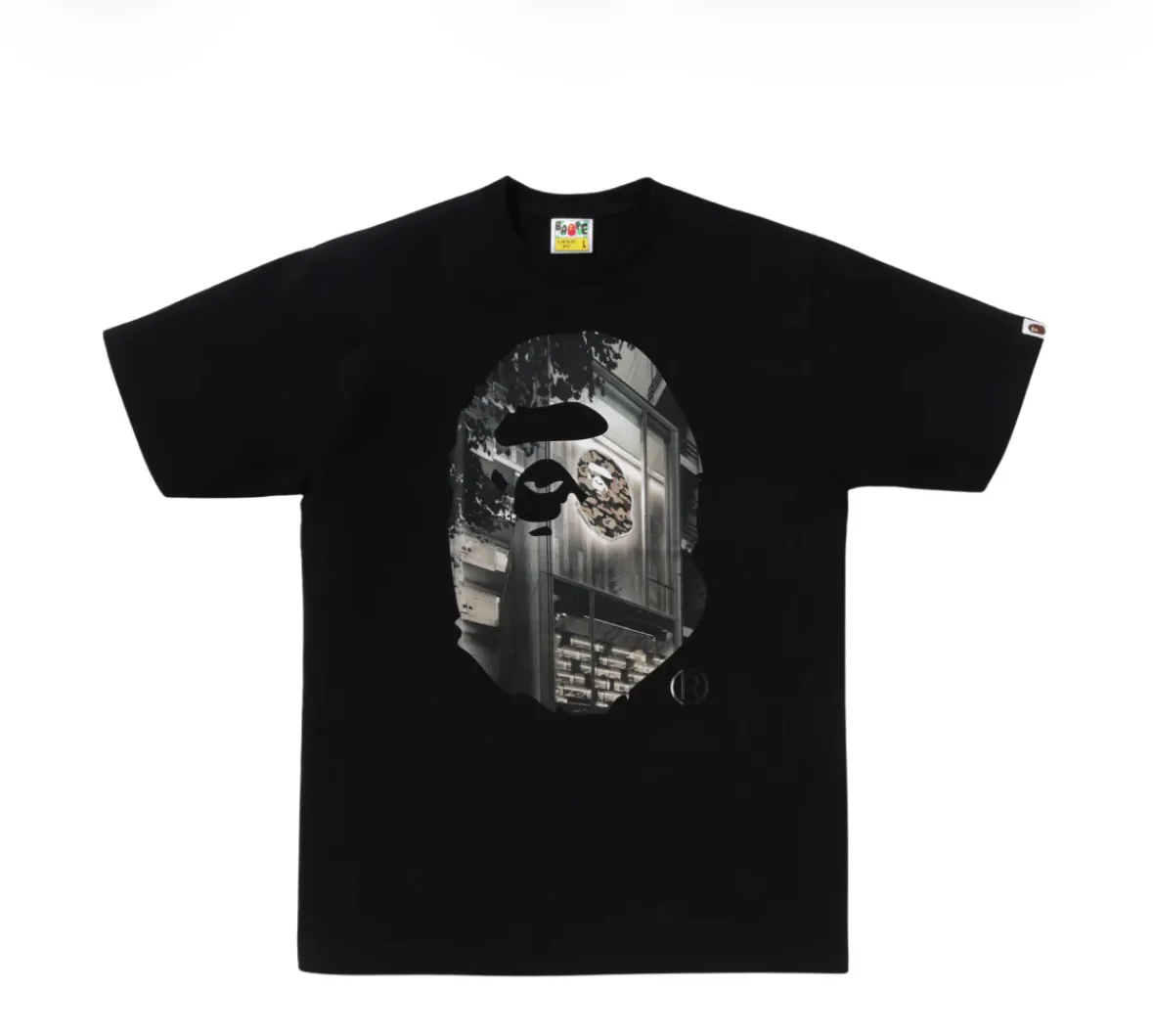 베이프 씽크 1주년 포토 에이프 헤드 티셔츠 블랙