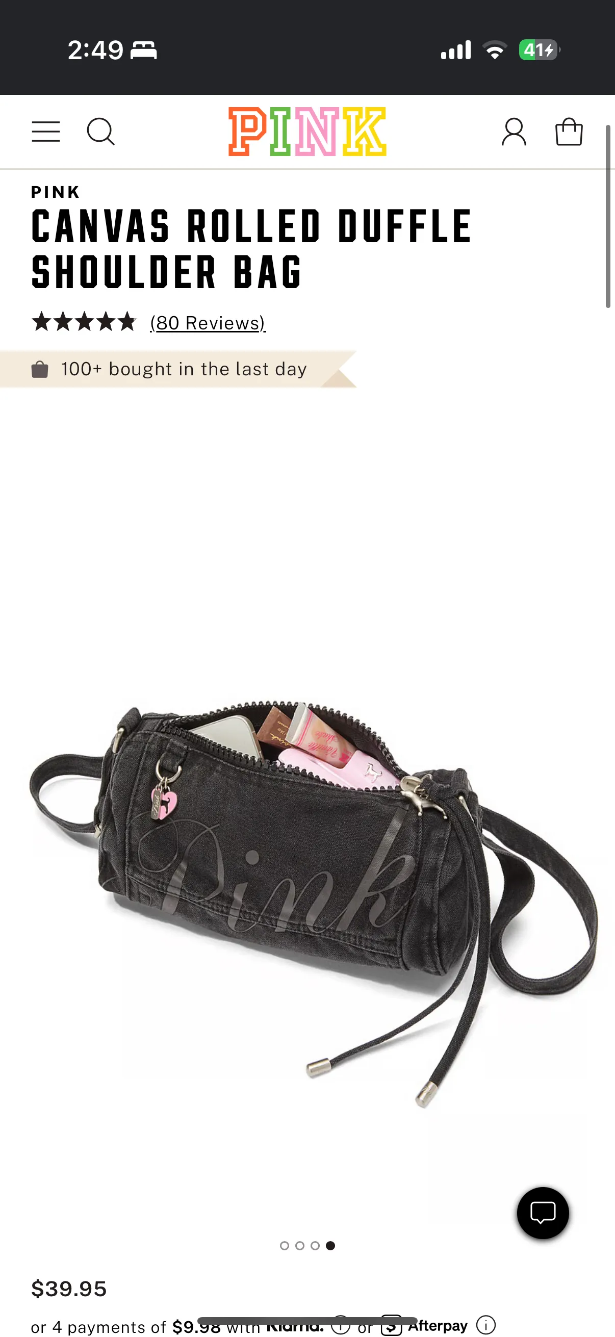 빅토리아 시크릿 Canvas Rolled Duﬄe Shoulder Bag