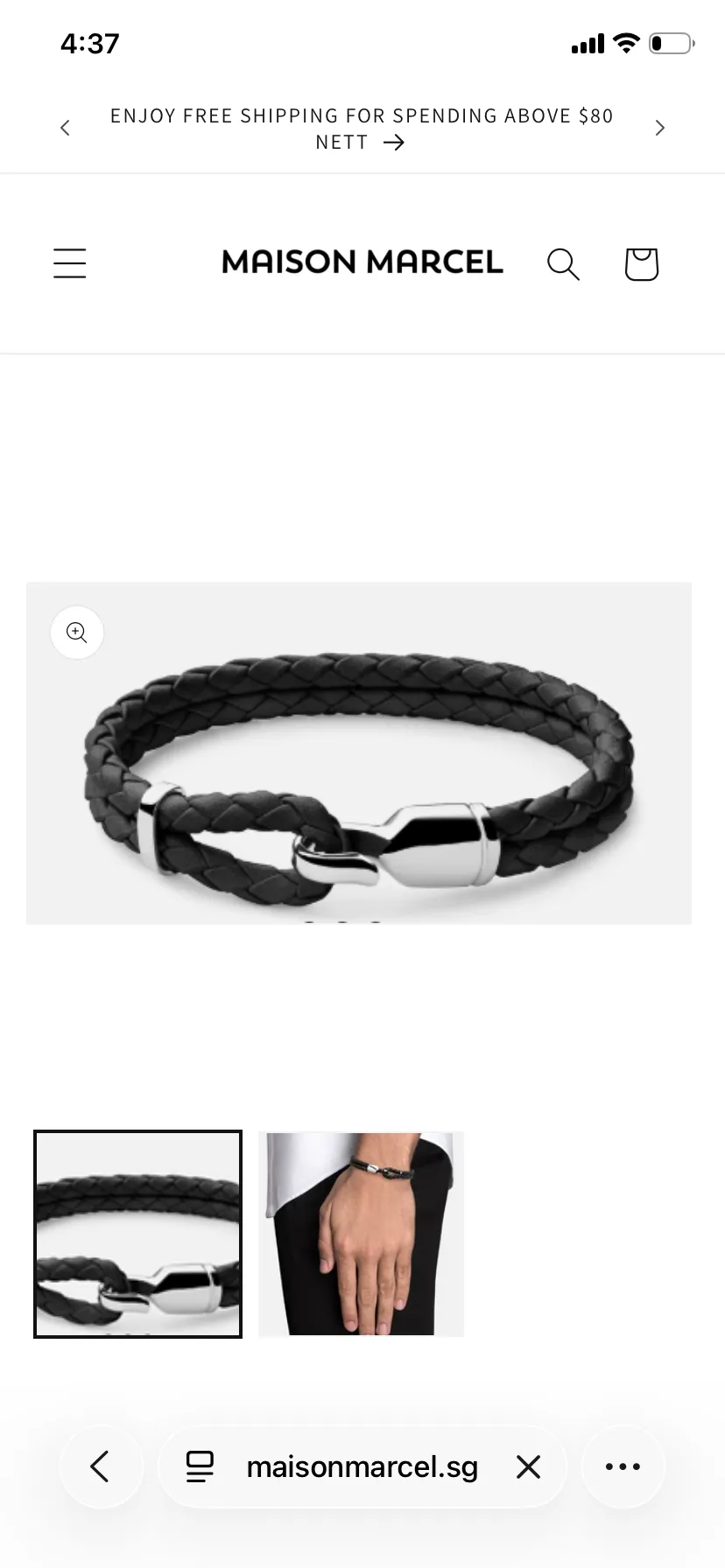 Miansai Single Trice bracelet in black st silver M
