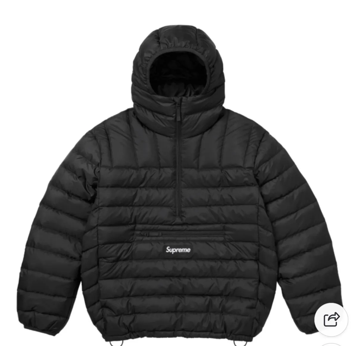슈프림 경량 패딩 아노락 마이크로 다운 하프 집 후드 풀오버 25FW