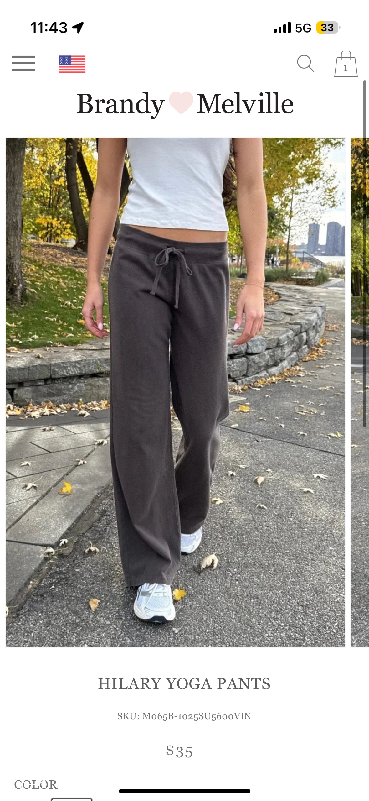 브랜디멜빌 HILARY YOGA PANTS 브라운