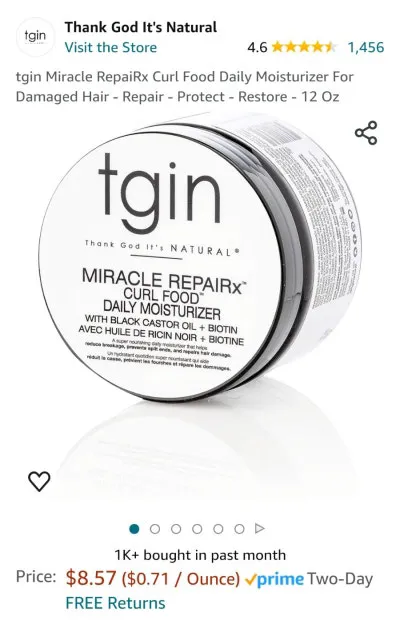 Tgin miracle repairx curl moisturizer